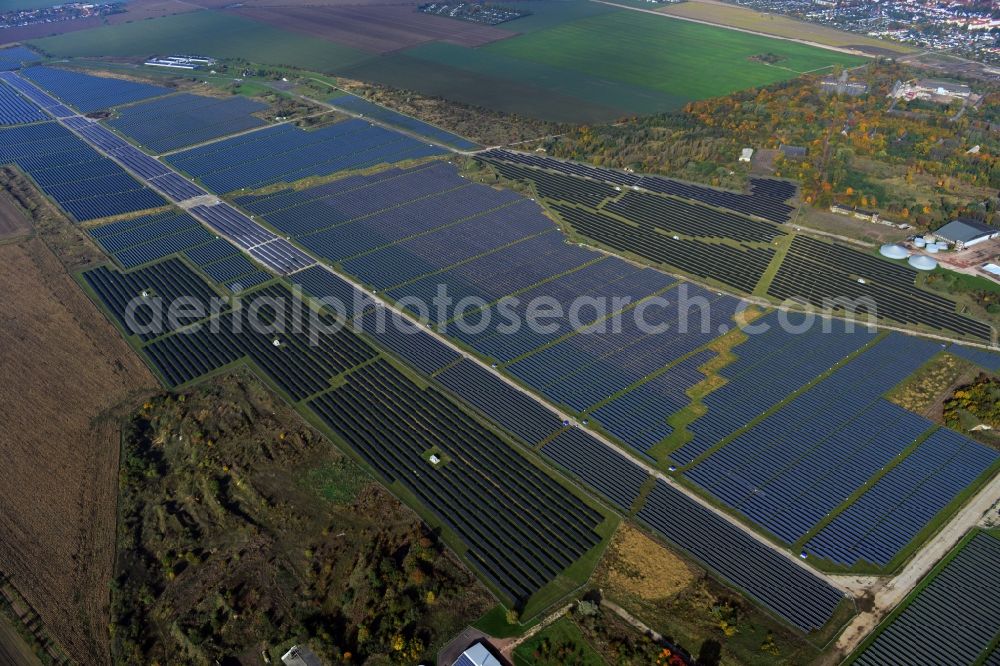 Aerial photograph Köthen - Solar park on the airfield Köthen in Saxony-Anhalt