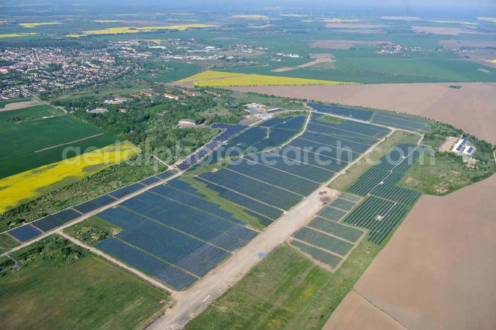 Köthen from above - Solar Park at the former airfield Köthen