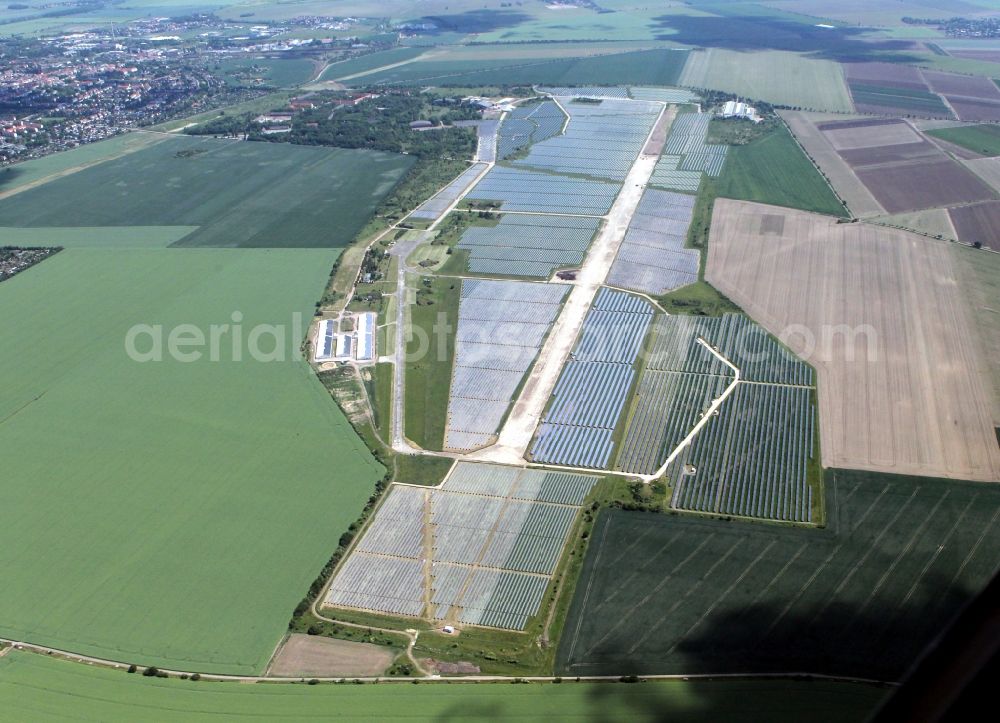 Köthen from above - Solar Park at the former airfield Köthen