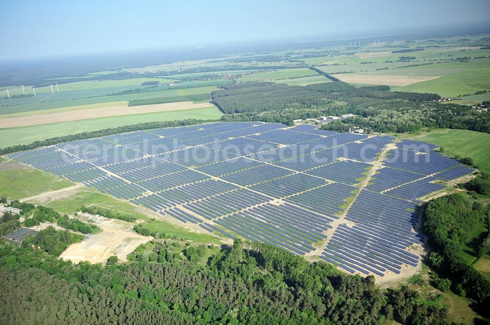 Fürstenwalde / Spree from above - Solar power station in the former airfield of Fürstenwalde