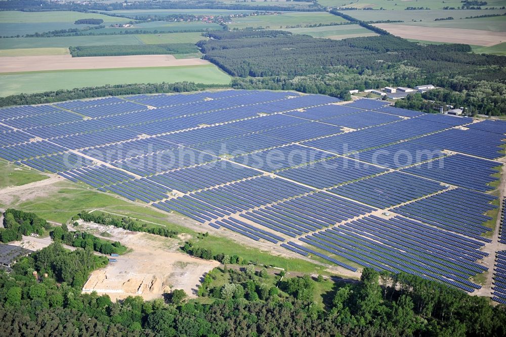 Fürstenwalde / Spree from the bird's eye view: Solar power station in the former airfield of Fürstenwalde