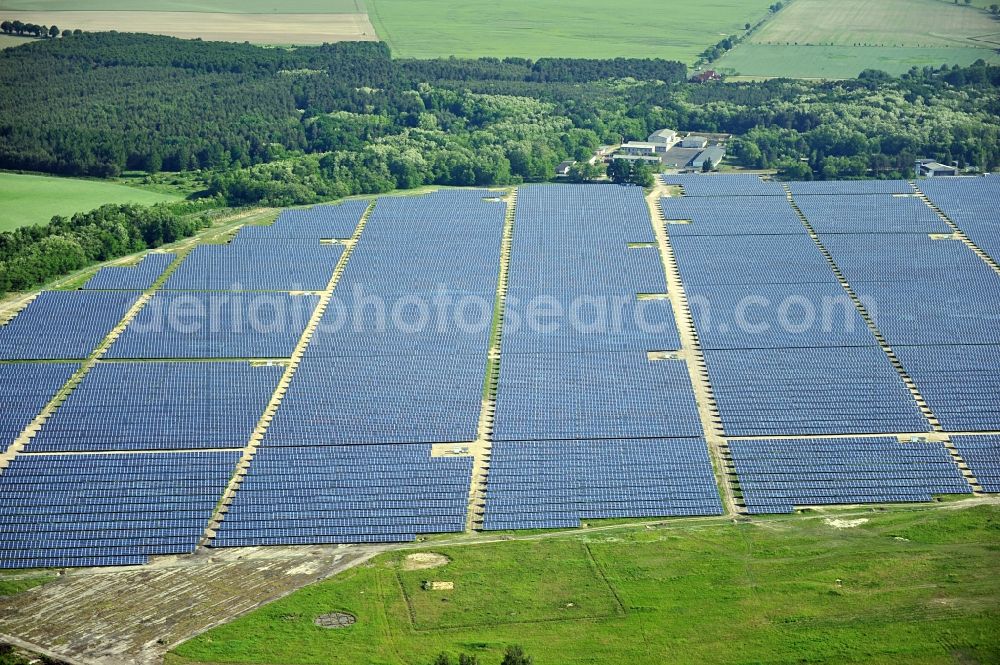 Fürstenwalde / Spree from above - Solar power station in the former airfield of Fürstenwalde