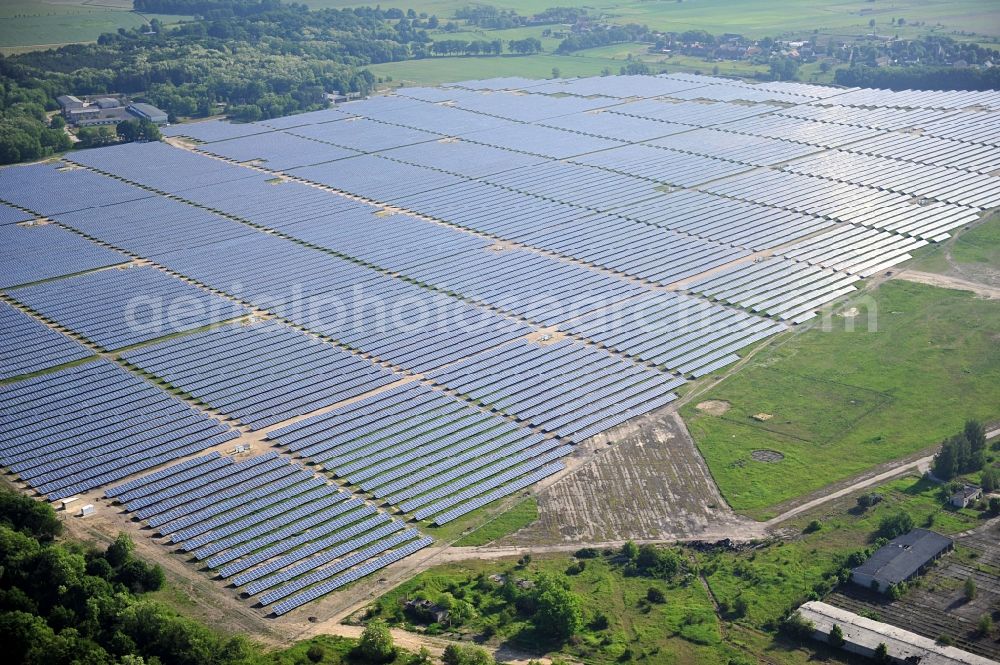 Fürstenwalde / Spree from the bird's eye view: Solar power station in the former airfield of Fürstenwalde