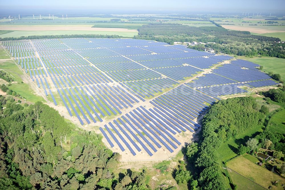 Fürstenwalde / Spree from above - Solar power station in the former airfield of Fürstenwalde