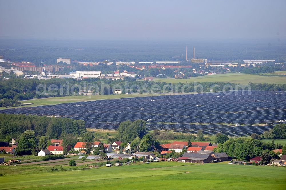 Fürstenwalde / Spree from the bird's eye view: Solar power station in the former airfield of Fürstenwalde