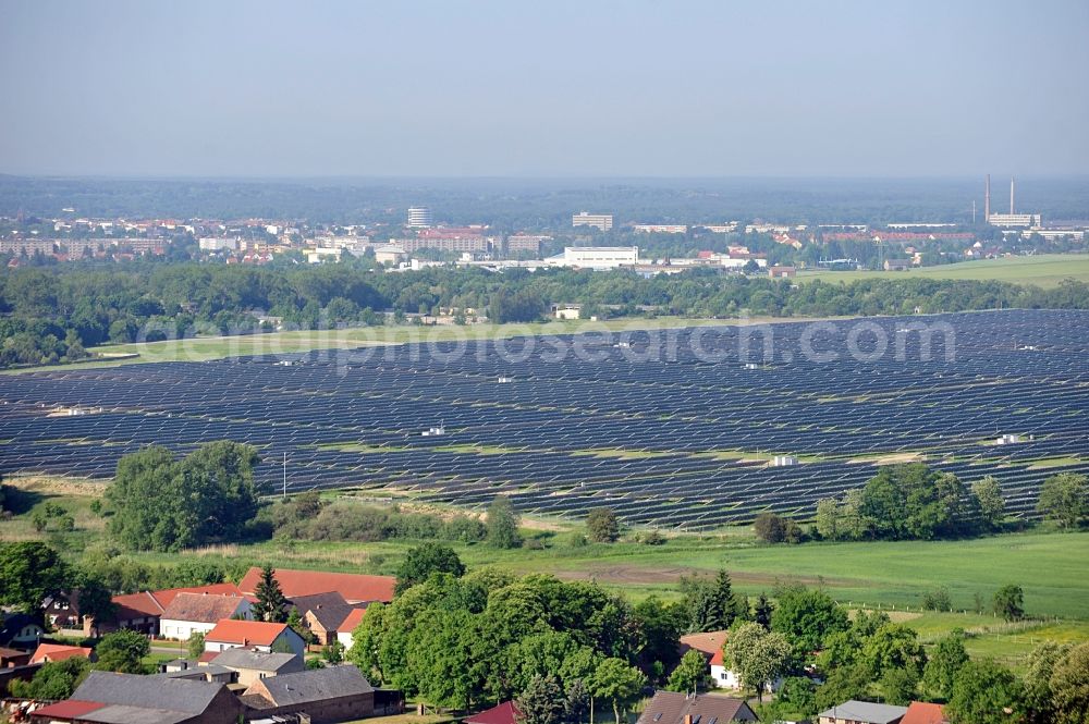 Fürstenwalde / Spree from above - Solar power station in the former airfield of Fürstenwalde