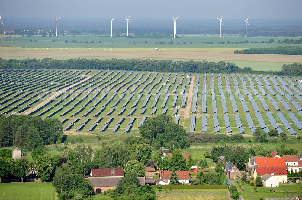 Aerial image Fürstenwalde / Spree - Solar power station in the former airfield of Fürstenwalde