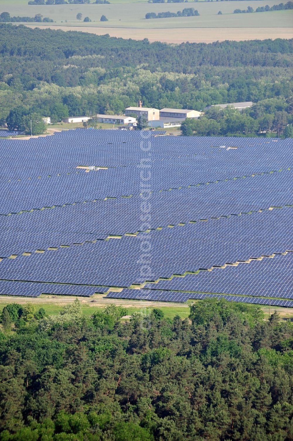 Aerial photograph Fürstenwalde / Spree - Solar power station in the former airfield of Fürstenwalde