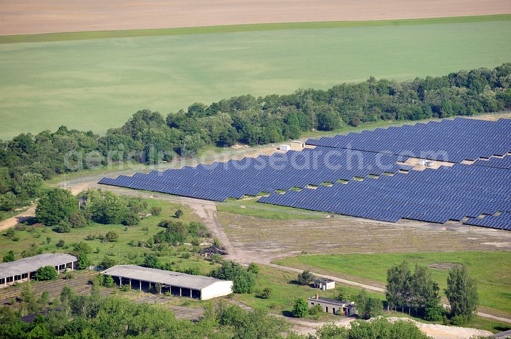 Fürstenwalde / Spree from the bird's eye view: Solar power station in the former airfield of Fürstenwalde