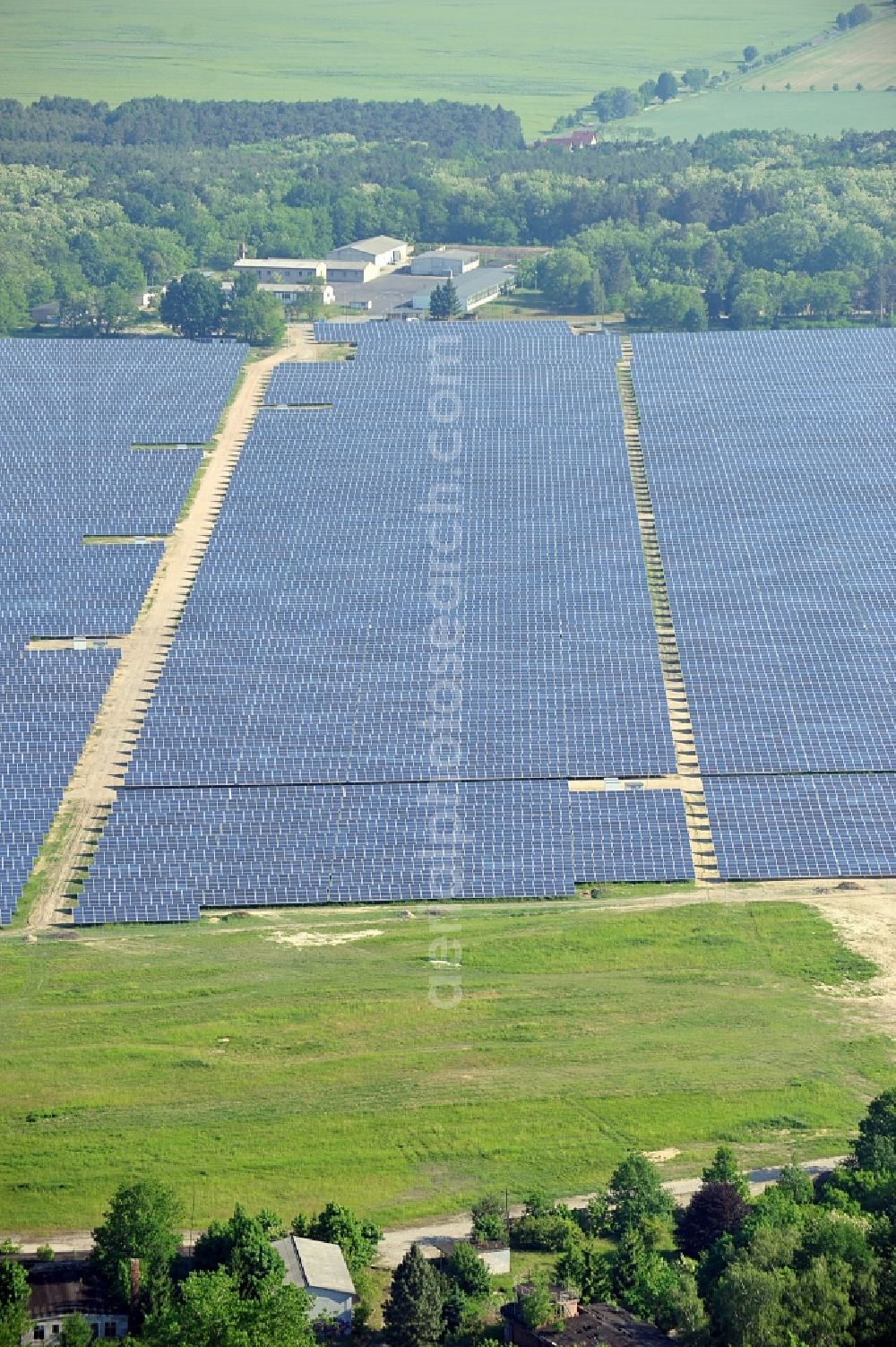 Aerial photograph Fürstenwalde / Spree - Solar power station in the former airfield of Fürstenwalde