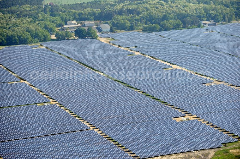 Fürstenwalde / Spree from the bird's eye view: Solar power station in the former airfield of Fürstenwalde