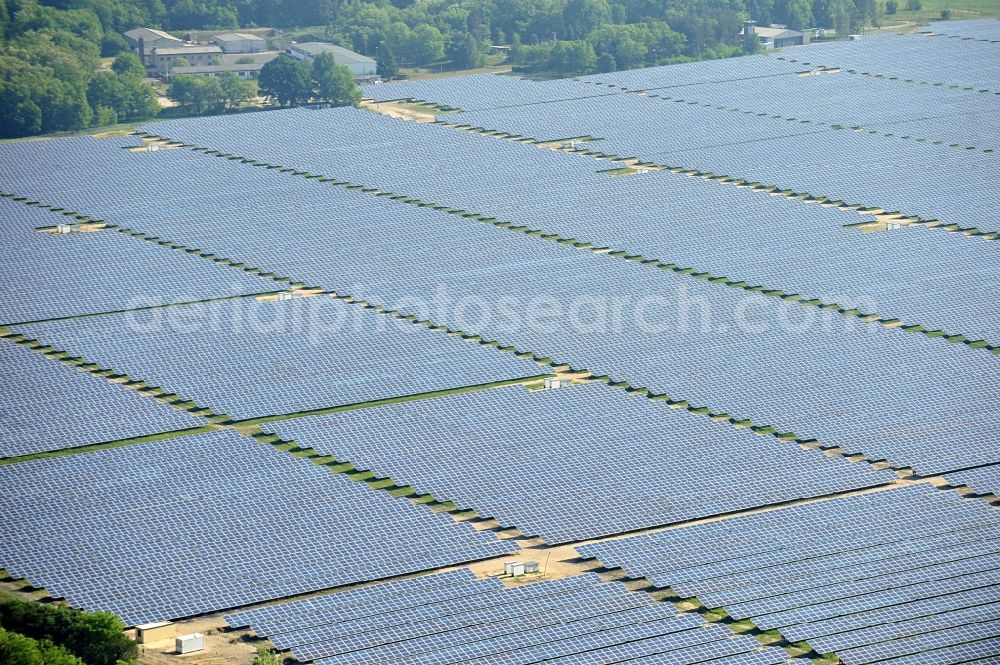 Aerial photograph Fürstenwalde / Spree - Solar power station in the former airfield of Fürstenwalde