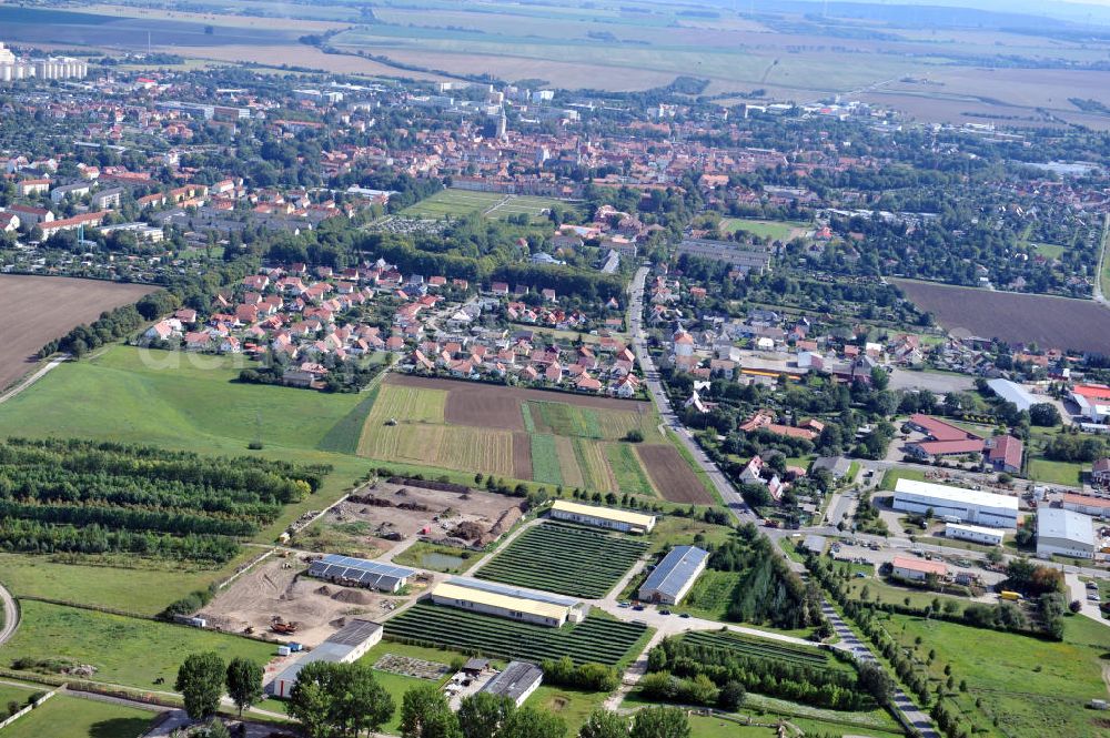 Aerial image Bad Langensalza - Photovoltaikanlage / Solaranlage / Solarpark Am Katzenstieg an der Thamsbrücker Landstraße in Bad Langensalza, Thüringen. Ein Projekt der Markus Kästner GmbH, Bau-& Vertrieb von Photovoltaikanlagen. Photovoltaic installation / solar power system / photovoltaic power plant Am Katzenstieg in Bad Langensalza, Thuringia.