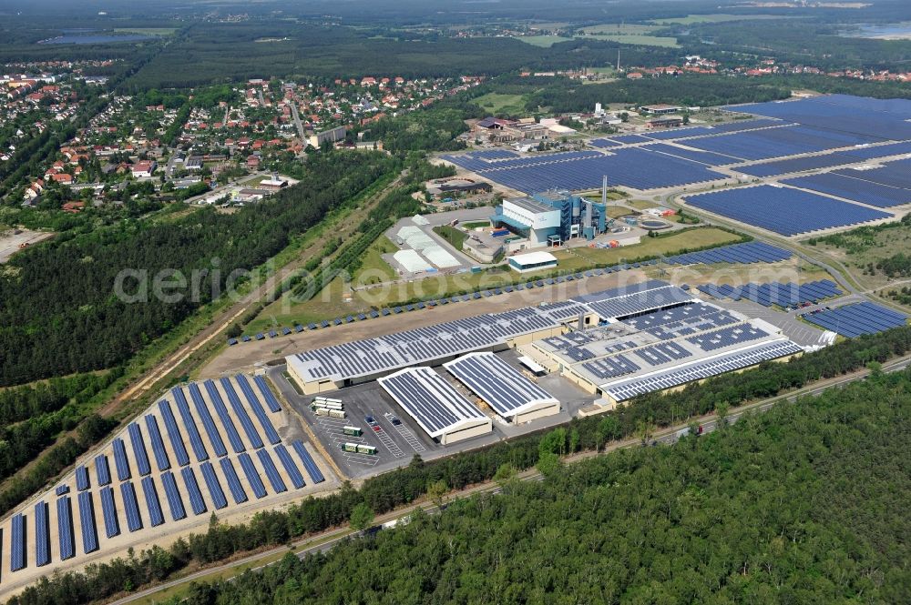 Aerial photograph Lauta - The completed construction work on the photovoltaic system solar park Lauta on one part of the former Lautawerk-area