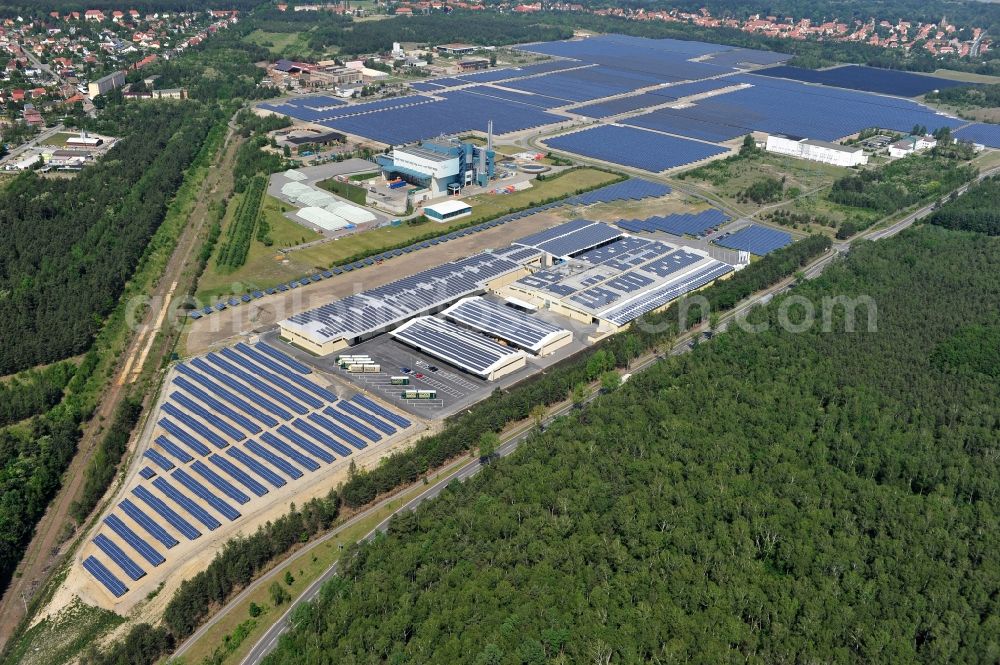 Lauta from above - The completed construction work on the photovoltaic system solar park Lauta on one part of the former Lautawerk-area