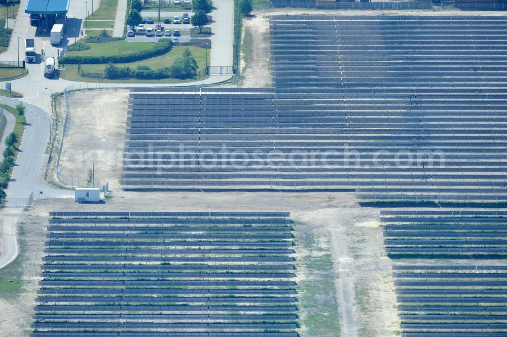 Aerial photograph Lauta - The completed construction work on the photovoltaic system solar park Lauta on one part of the former Lautawerk-area