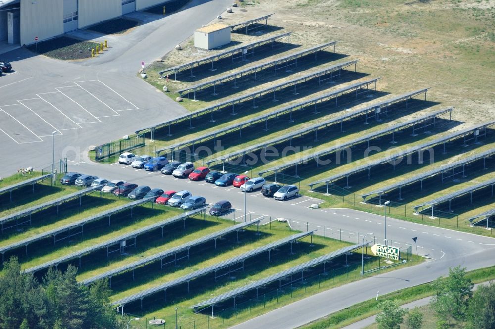 Aerial photograph Lauta - The completed construction work on the photovoltaic system solar park Lauta on one part of the former Lautawerk-area