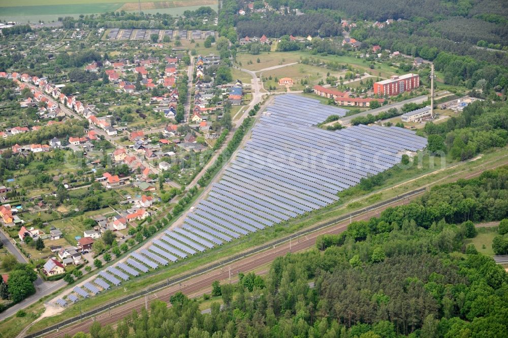 Wittenberge from the bird's eye view: Solar farm / solar power plant in Wittenberge