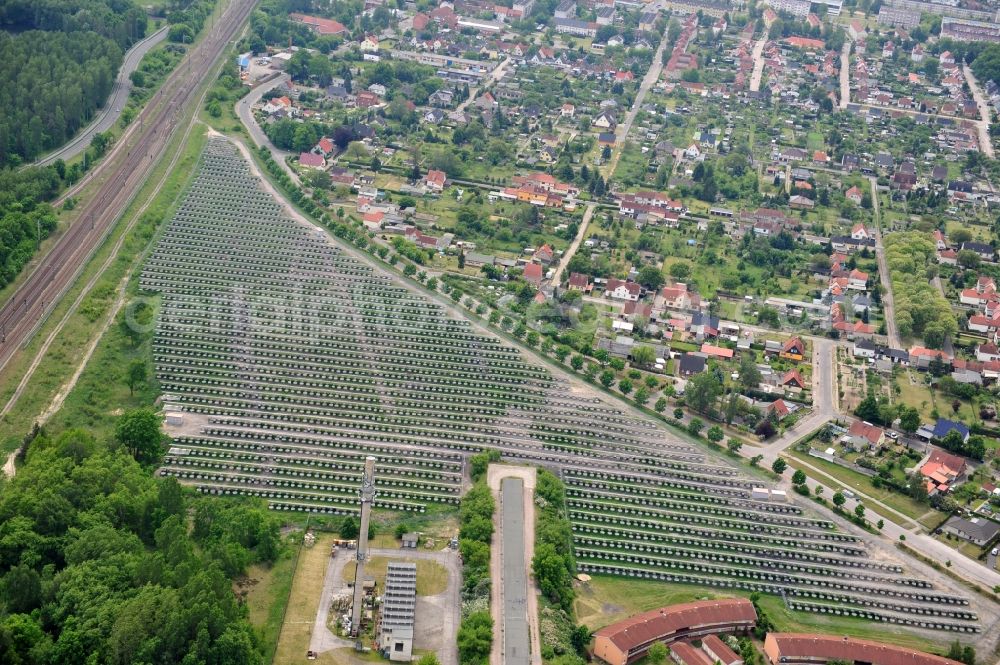 Wittenberge from the bird's eye view: Solar farm / solar power plant in Wittenberge