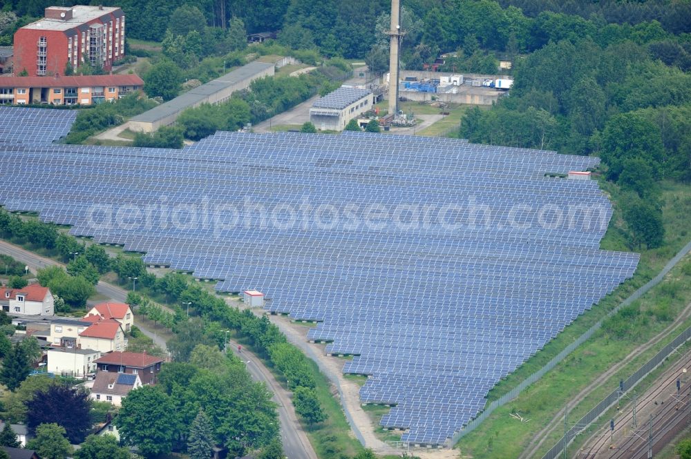 Wittenberge from above - Solar farm / solar power plant in Wittenberge