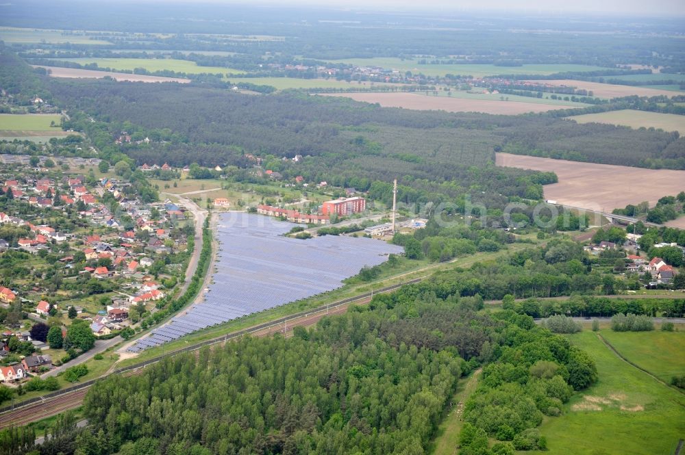 Wittenberge from the bird's eye view: Solar farm / solar power plant in Wittenberge