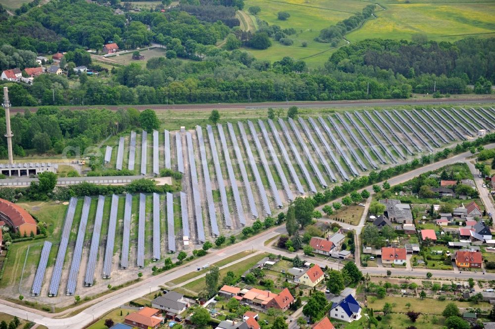 Aerial photograph Wittenberge - Solar farm / solar power plant in Wittenberge