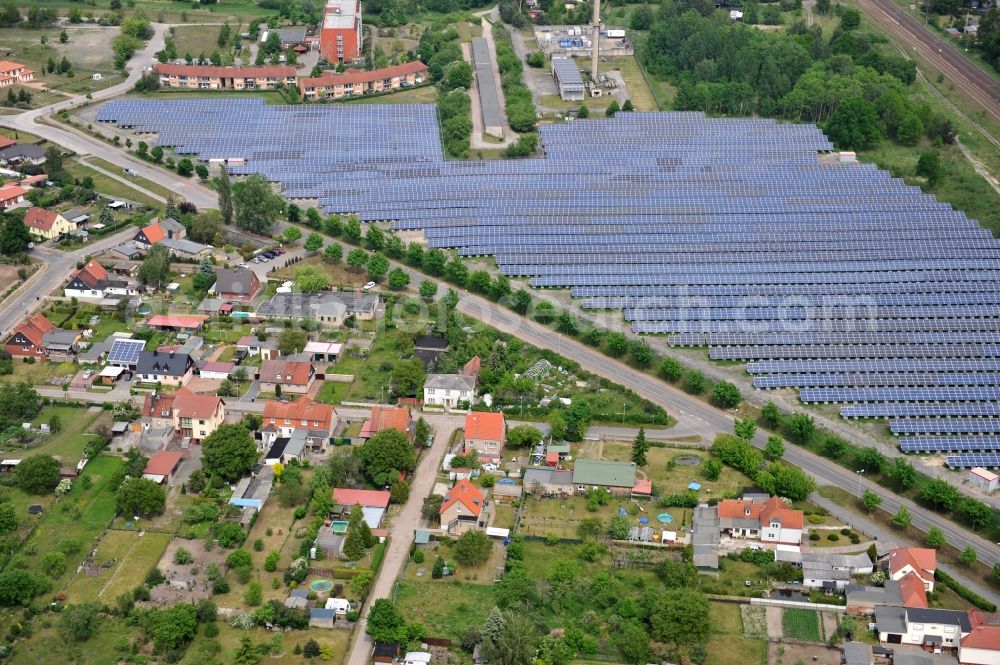 Wittenberge from the bird's eye view: Solar farm / solar power plant in Wittenberge