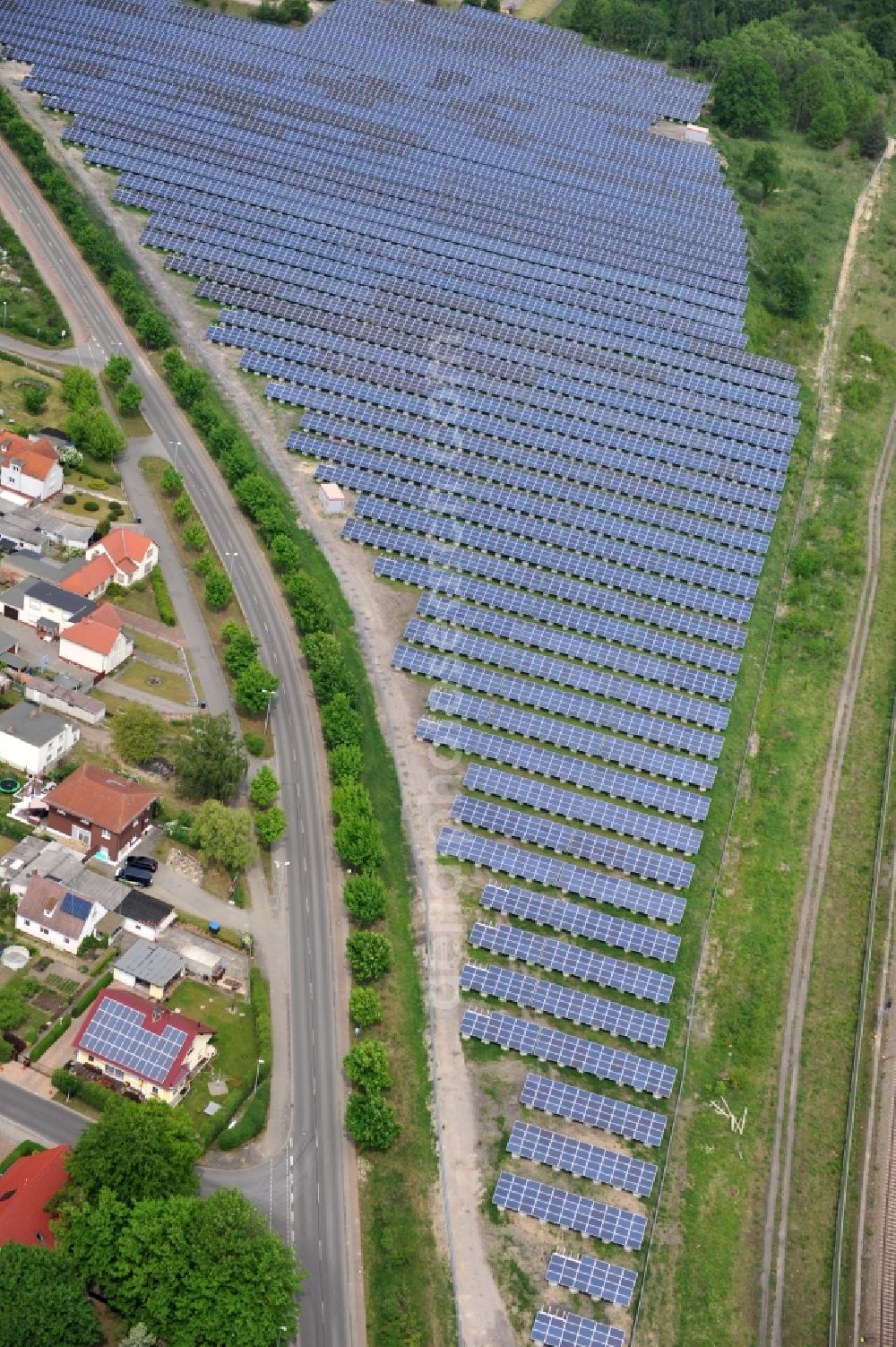 Aerial photograph Wittenberge - Solar farm / solar power plant in Wittenberge