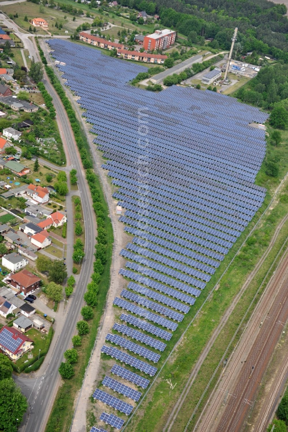 Wittenberge from above - Solar farm / solar power plant in Wittenberge