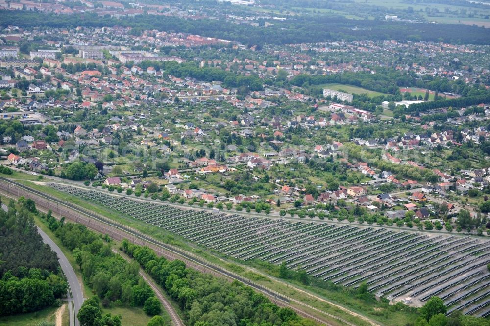 Aerial photograph Wittenberge - Solar farm / solar power plant in Wittenberge