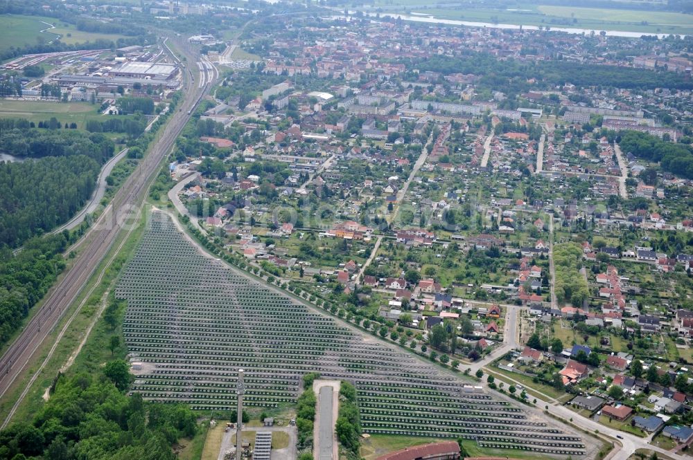 Wittenberge from the bird's eye view: Solar farm / solar power plant in Wittenberge