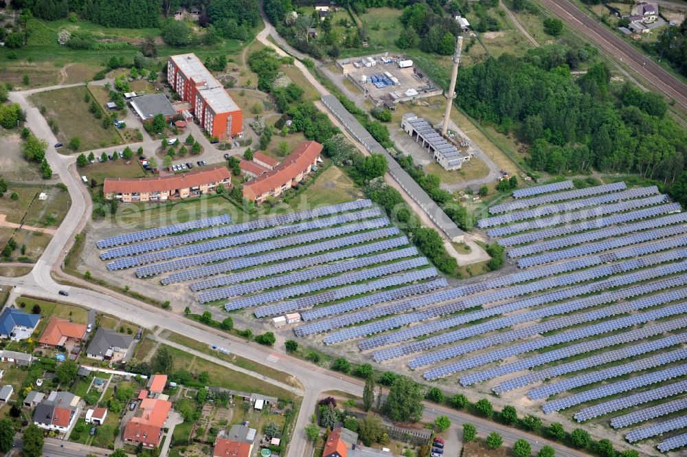 Aerial photograph Wittenberge - Solar farm / solar power plant in Wittenberge