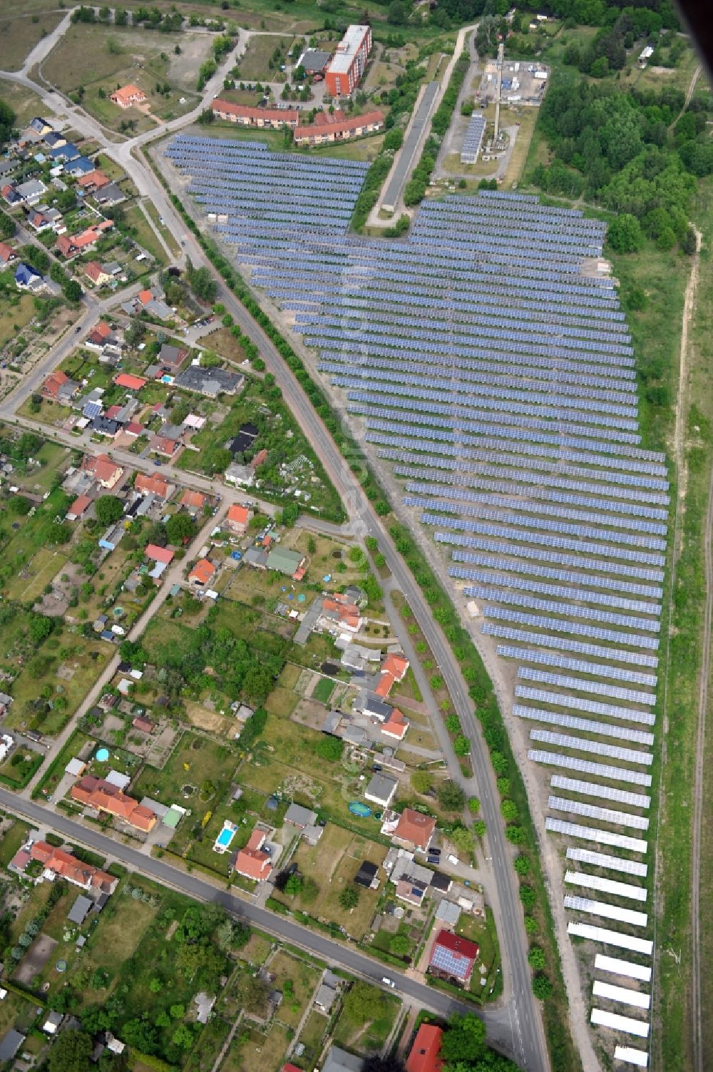 Wittenberge from above - Solar farm / solar power plant in Wittenberge