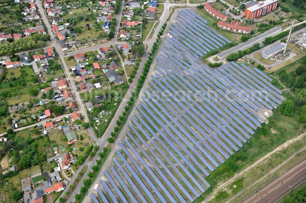 Aerial image Wittenberge - Solar farm / solar power plant in Wittenberge