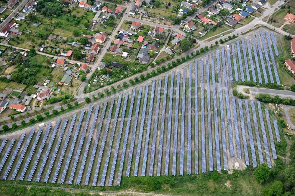 Aerial photograph Wittenberge - Solar farm / solar power plant in Wittenberge