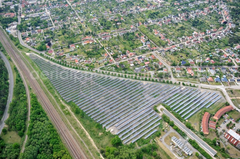 Wittenberge from the bird's eye view: Solar farm / solar power plant in Wittenberge