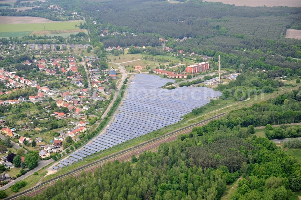 Aerial photograph Wittenberge - Solar farm / solar power plant in Wittenberge