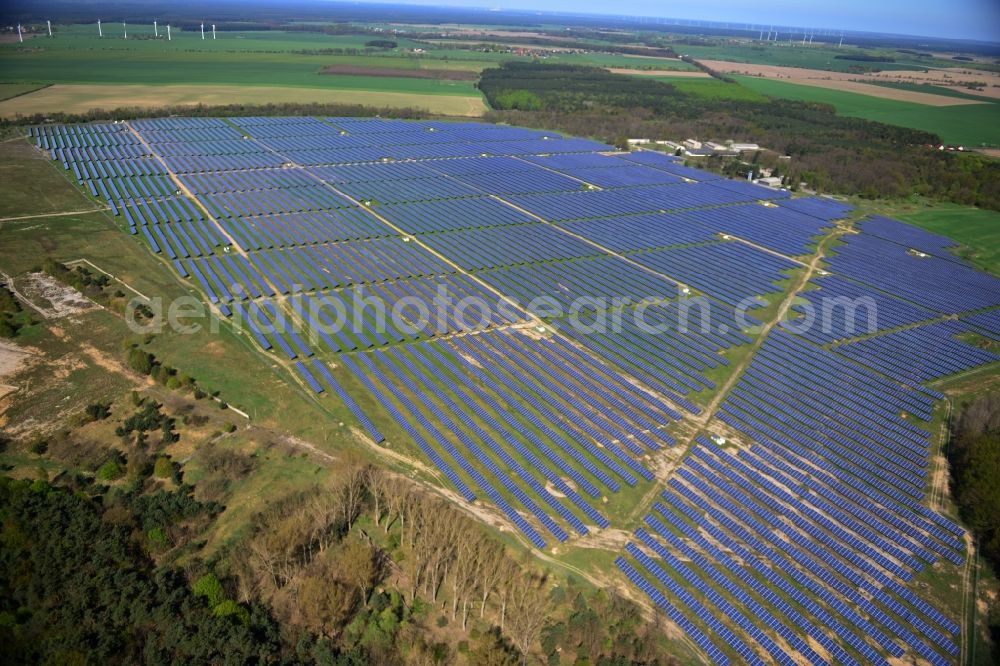 Fürstenwalde from above - Solar power station in the former airfield of Fürstenwalde