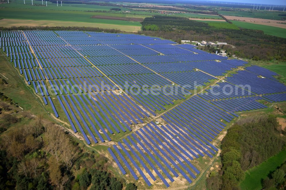 Fürstenwalde from the bird's eye view: Solar power station in the former airfield of Fürstenwalde