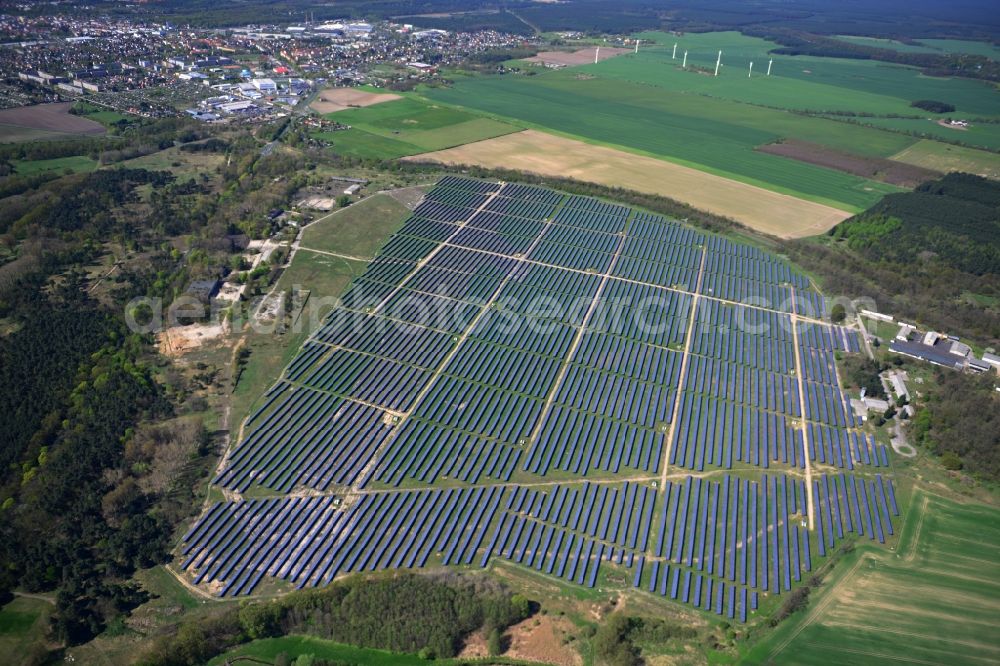 Fürstenwalde from above - Solar power station in the former airfield of Fürstenwalde