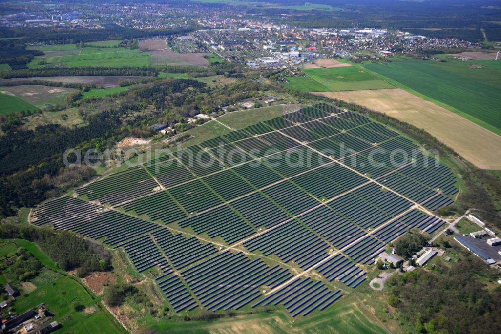 Fürstenwalde from the bird's eye view: Solar power station in the former airfield of Fürstenwalde