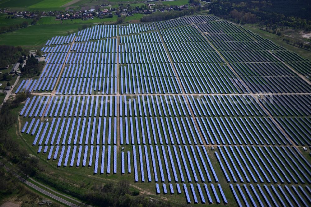 Fürstenwalde from the bird's eye view: Solar power station in the former airfield of Fürstenwalde