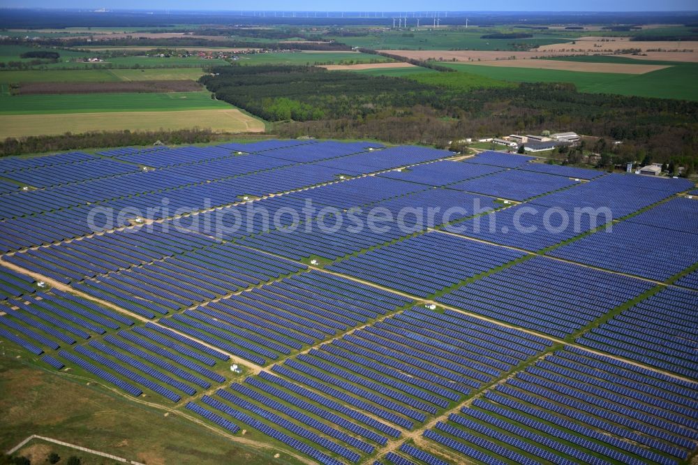 Fürstenwalde from above - Solar power station in the former airfield of Fürstenwalde