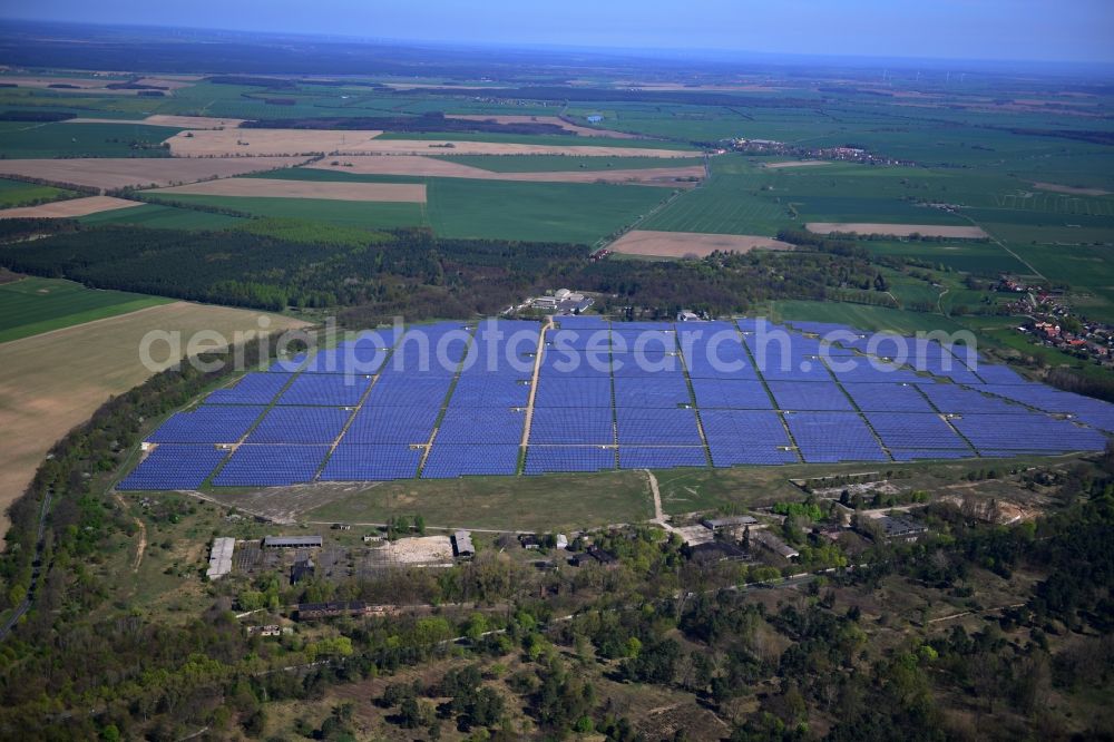 Fürstenwalde from the bird's eye view: Solar power station in the former airfield of Fürstenwalde