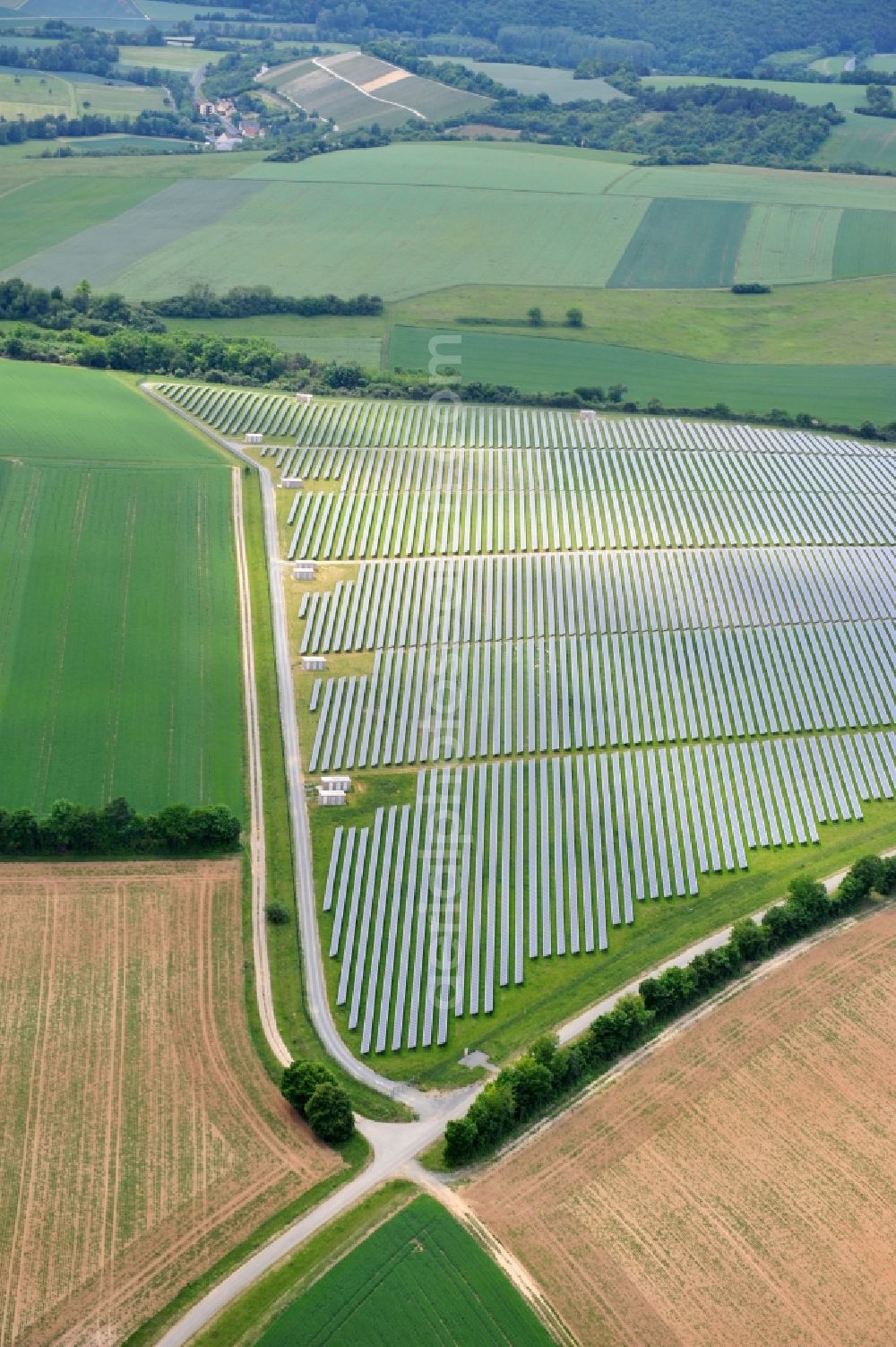 Aerial image Thüngen - Solar park Thüngen in Bavaria