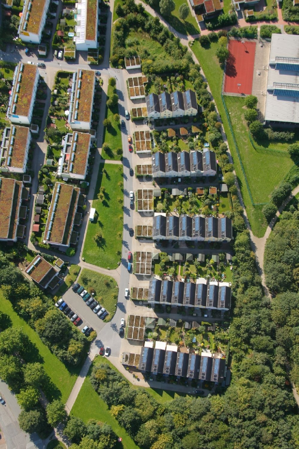 Aerial image Gelsenkirchen - View of the solar village Gelsenkirchen Bismarck in Gelsenkirchen in the state North Rhine-Westphalia