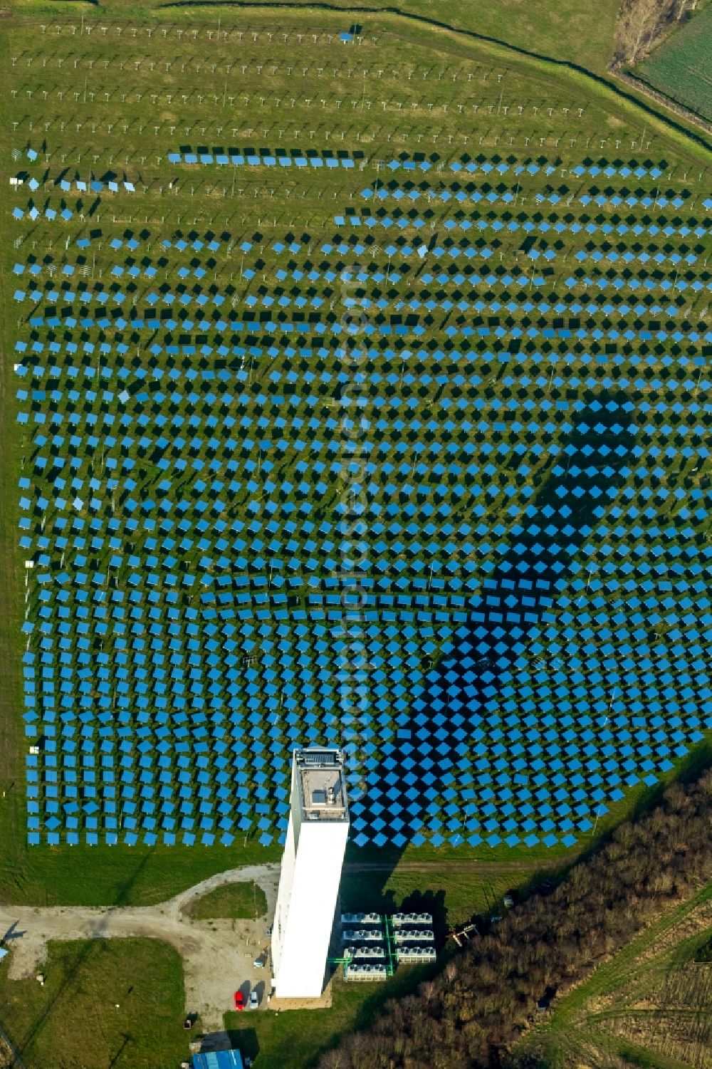 Jülich from above - Solar thermal power plant with experimental solar tower in Jülich in the state of North Rhine-Westphalia