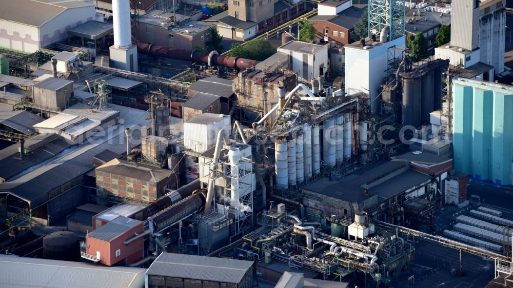 Bad Hönningen from the bird's eye view: Solvay factory in Bad Hoenningen in the state Rhineland-Palatinate, Germany