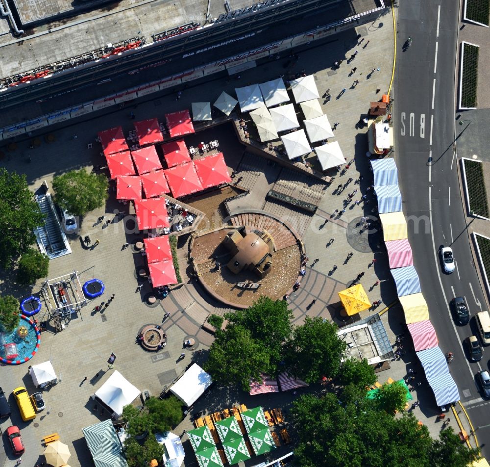 Berlin from above - The Weltkugelbrunnen is a well near the Europa-Center at the square Breitscheidplatz