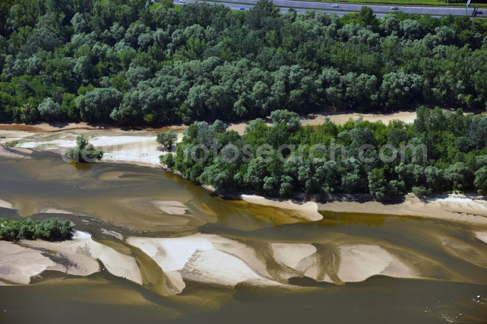 Warschau from above - Summer Due to lower water level on the banks of the weichsel river on Lesie Bielanskim in Warsaw in Poland